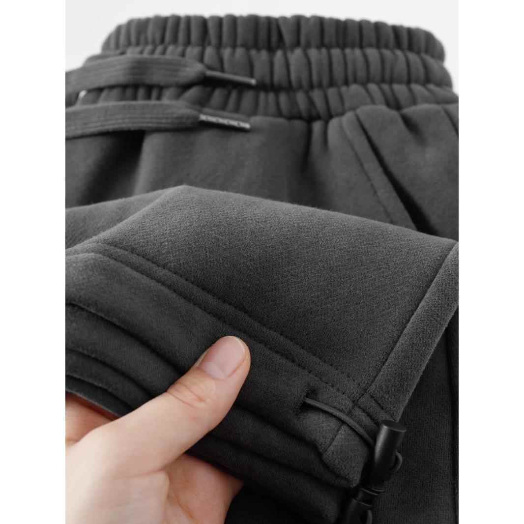 350g深灰重磅抽绳束脚卫裤男秋冬季加厚保暖运动裤宽松显瘦休闲裤