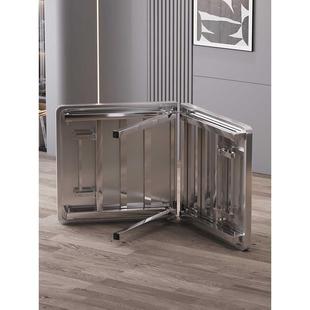 圆角加厚不锈钢折叠桌子长方形工作台便携家用餐桌操作台烧烤摆摊