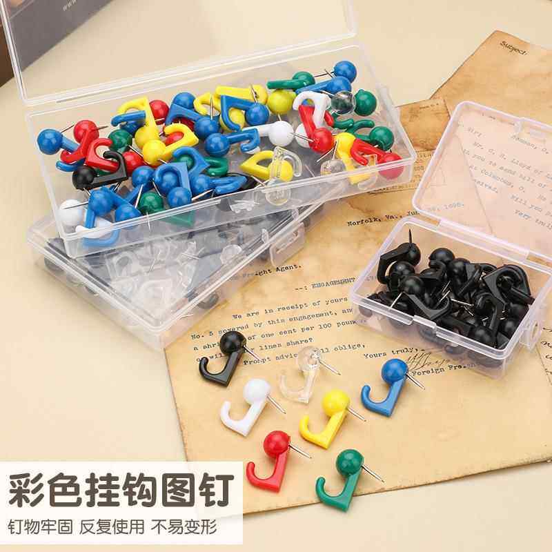 亚马逊塑料创意彩色透明挂钩图钉工字钉软木钉手工diy装饰墙钉