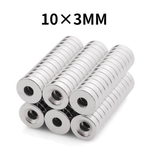 磁铁厂家钕铁硼N35圆形带孔强磁D10x3孔3mm圆环螺丝孔吸铁石