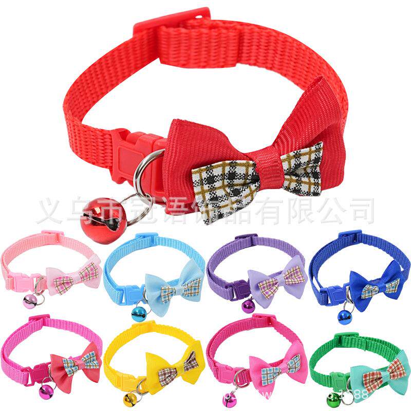 跨境可调节宠物项圈蝴蝶结猫咪狗狗项圈通用牵引绳可爱泰迪小型犬