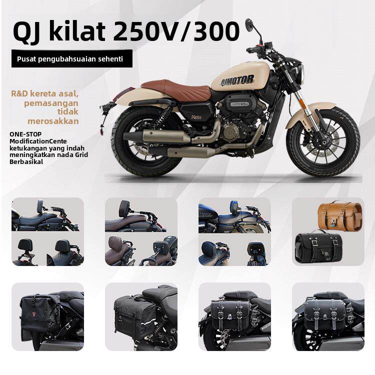 适用钱江QJ闪300S/350/250V/AMT摩托车快拆边包改装护杠折叠靠背