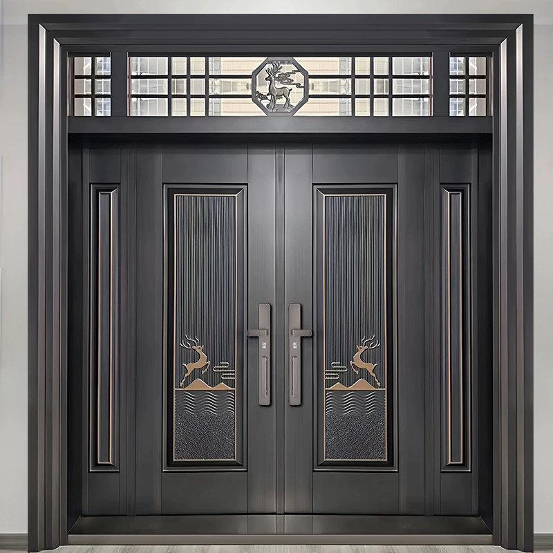 别墅大门对开门定制锌合金大门农村自建房入户门家用铸铝门进户门