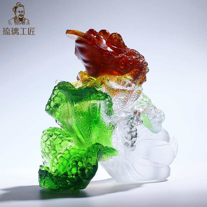 礼品物好开业白菜朋友大气琉璃实用工匠摆件水晶送礼貔貅财百