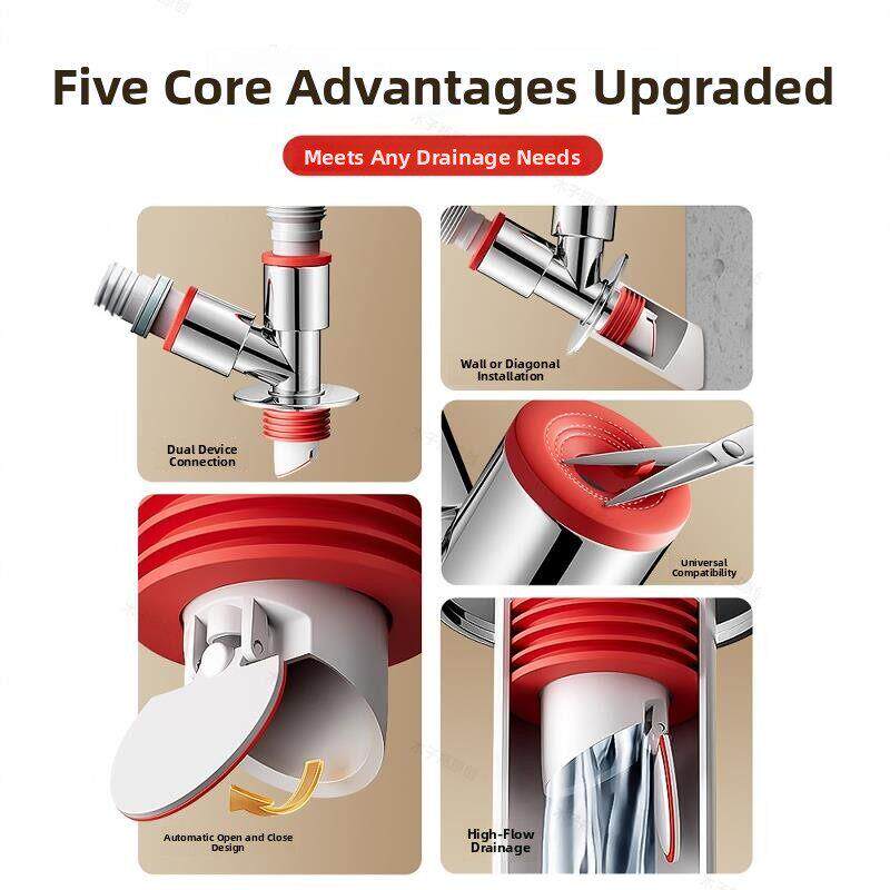 洗衣机下水管三头通防返臭神器洗手盆下水三通二合一排水管分流器