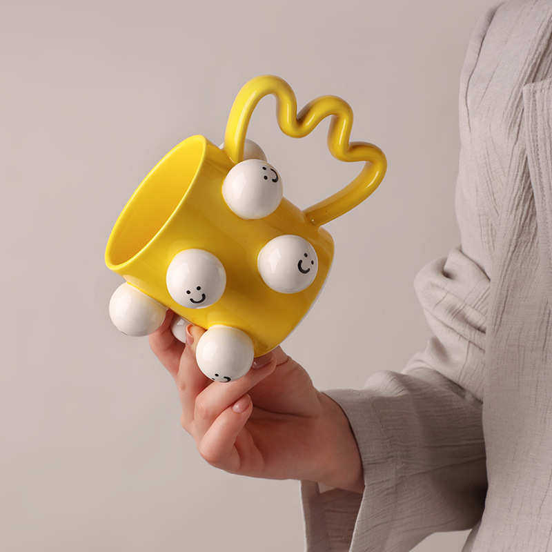 景德镇颜陶瓷稀奇古怪水杯杯子杯高可爱女定制马克值杯子笑脸陶瓷