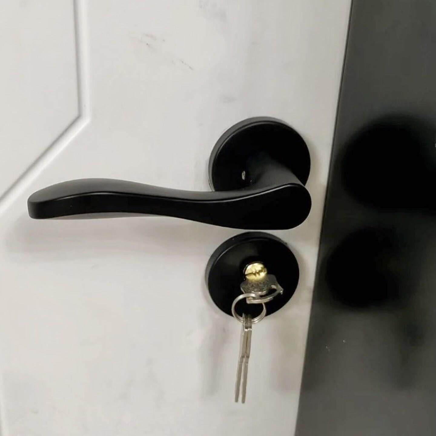 磁吸室内分体分体锁卧室门锁房门磁吸锁木门锁具双锁舌房间黑色