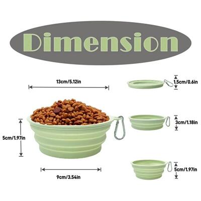 2pcs Collapsible Pet Silicone Dog Food Water Bowl Outdoor Ca