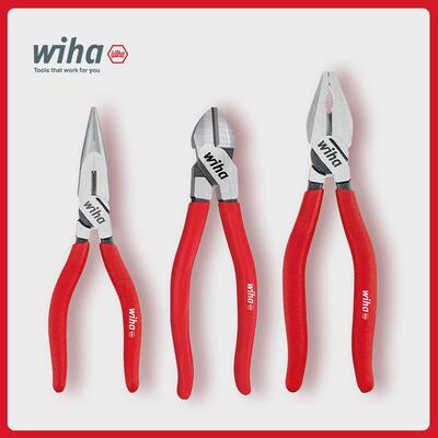 wiha威汉德国进口 经典钳子3件套装尖嘴钳斜口钳钢丝钳工业电工剪
