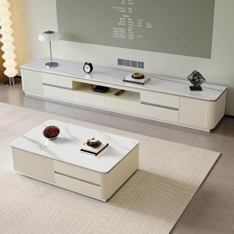 新款实木落地烤漆岩板电视柜茶几组合现代简约轻奢高级感客厅家用