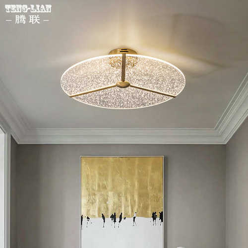 现代简约卧室吸顶灯全铜儿童房间灯过道创意水晶复式楼梯阳台灯具