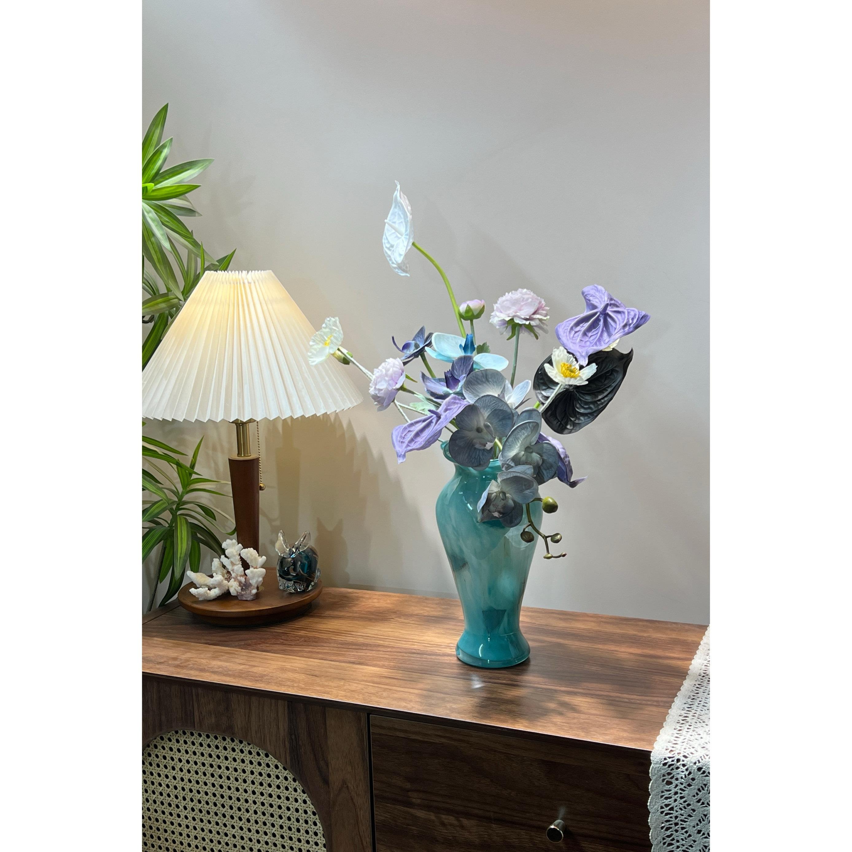 小山园中式系列 | 孔雀蓝色手工琉璃花瓶家居好物餐桌花瓶装饰品