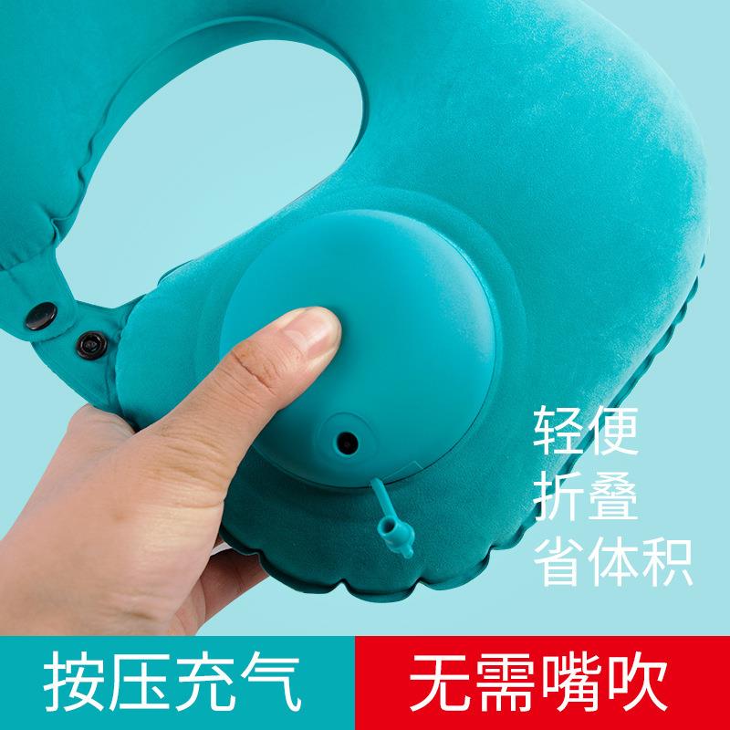 新款直销车载颈枕充气头枕多功能按压式自动充气U型护颈枕汽车旅