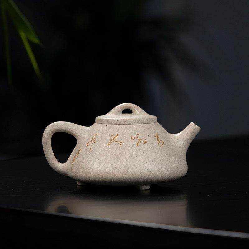 变色牡丹石瓢绘紫砂原白玉段泥壶茶矿具厂家全手BUF工泥绘壶彩茶