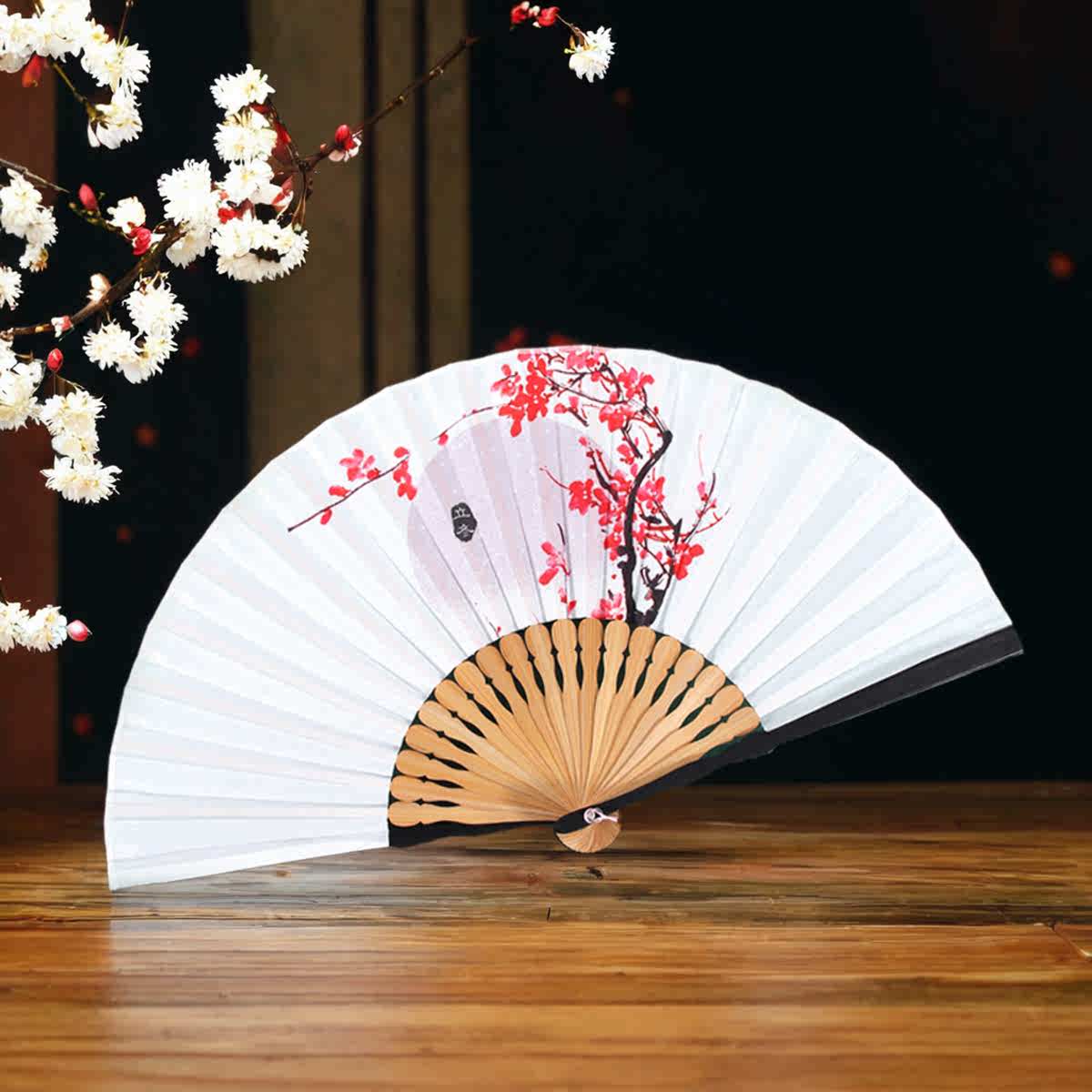 24节气扇子折扇女中国风古典礼品折叠扇古风随身汉服流苏小扇女式