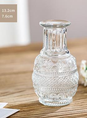 复古玻璃花瓶花瓶浮雕装饰摆件