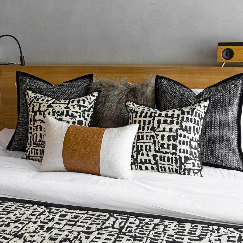 约WBZ7色系家黑用床旗床尾巾F76T68J9现代简酒店民宿软装布艺靠包