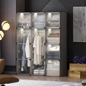 简易衣柜家用室出租透EGY明房门布衣橱网红型小户收卧纳柜子现代