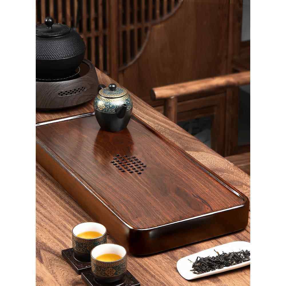 9QX托F76SM76TC黑檀木茶储盘小型家水用轻奢现代实木茶具盘排干泡
