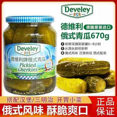 德维利俄罗斯风味酸黄瓜670g德国进口青瓜仔汉堡三明治沙拉开胃菜
