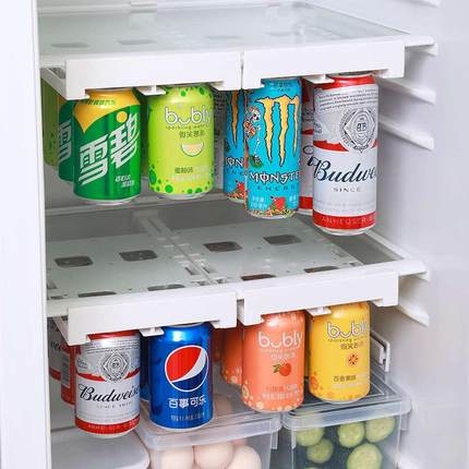冰箱悬挂式啤酒饮料收纳架双排隔板听装汽水可乐易拉罐整理置物架