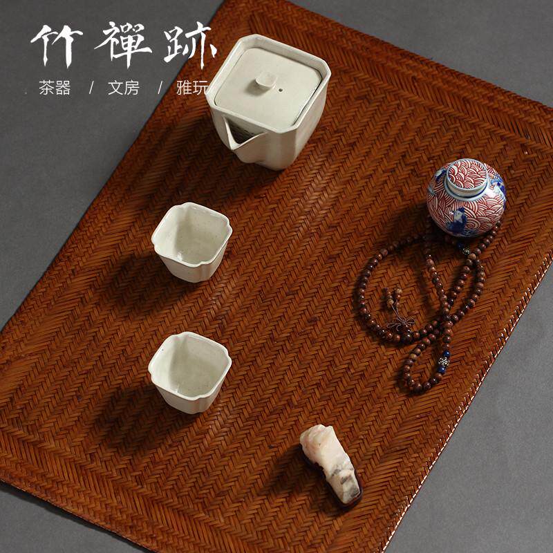 9QXC竹禅迹|茶席竹席大漆茶垫 中式禅意榻榻米茶道 茶盘茶垫茶具