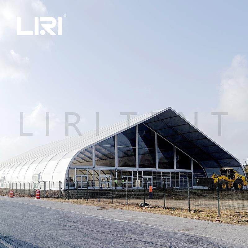 长沙白色铝合金篷房40米大跨度弯柱篷房大型棚户外仓库帐篷出租