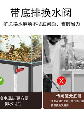放超白鱼缸大型架玻璃缸造景水滤族箱带底排水懒2412-31人换水可
