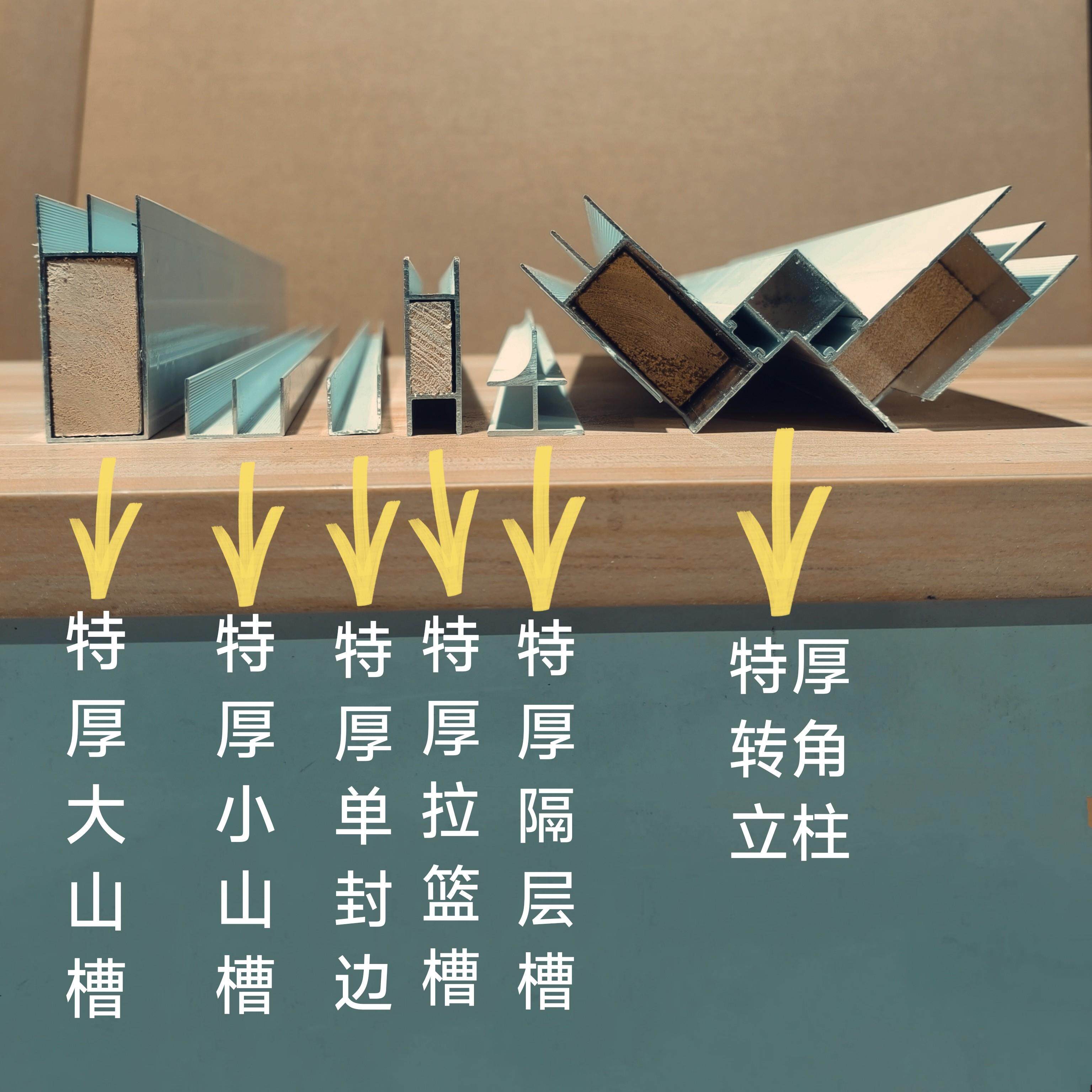 王炸组合全套特厚瓷砖橱柜配件大山槽铝合金小山槽封边隔层小山槽