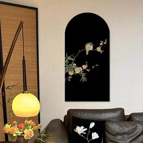 中古风登枝玄关装饰画鹊拱门壁走廊正对喜门挂画新中CIH式书房茶