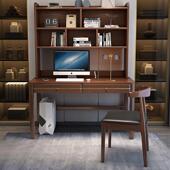 实木书桌家用卧室现代简约学生学习桌子办公室台式 电脑桌带抽屉