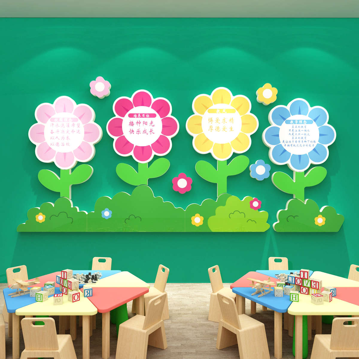 幼儿园墙面装饰环创境主题成品布置贴材料托管班大厅文化背景春天