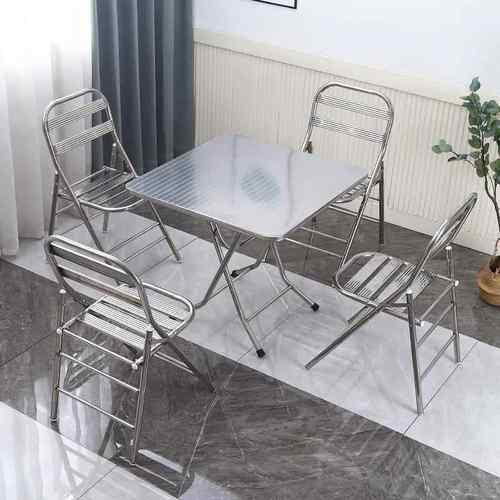 不锈钢餐桌家吃饭可折小叠用户桌方桌户外桌CWY子小户型折叠圆桌