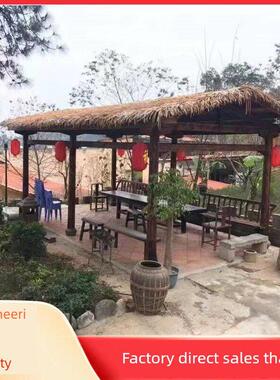 彷真茅草屋顶塑料毛草瓦中式凉亭假稻草彷古庭院装饰黄色民宿透水