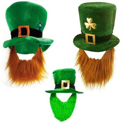 Halloween costume St. Patrick's Day green hat with beard