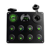 房车汽车改装 8位开关组合面板拖车拖挂开关面板电压表USB控制系统