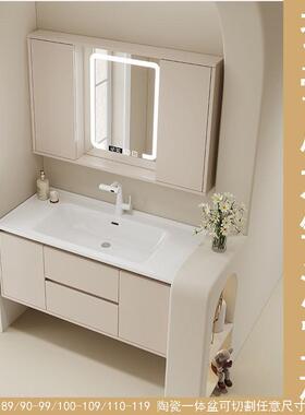 7678/86/88/96/98/106/108/116/118cm风水镜浴室柜陶瓷一体盆可裁