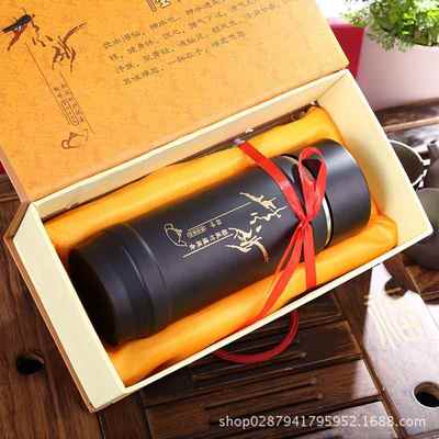 紫砂内胆保温杯礼盒广告不锈钢商务茶水杯子带礼盒