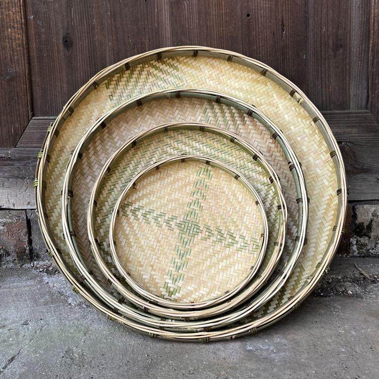 竹制品圆簸箕加固竹匾家用无孔装饰竹编手工制茶簸箕茶叶晾晒竹筐,特色手工艺,竹编/竹雕,淘宝优惠券,粉丝福利购,淘宝优惠卷