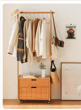 桃桃衣架室落地衣架床卧头实木用衣帽挂架家BTC床边储物柜子可移