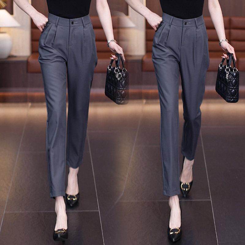 职业西装裤女2026夏季新款高级灰高腰显瘦哈伦裤薄款设计感烟管裤