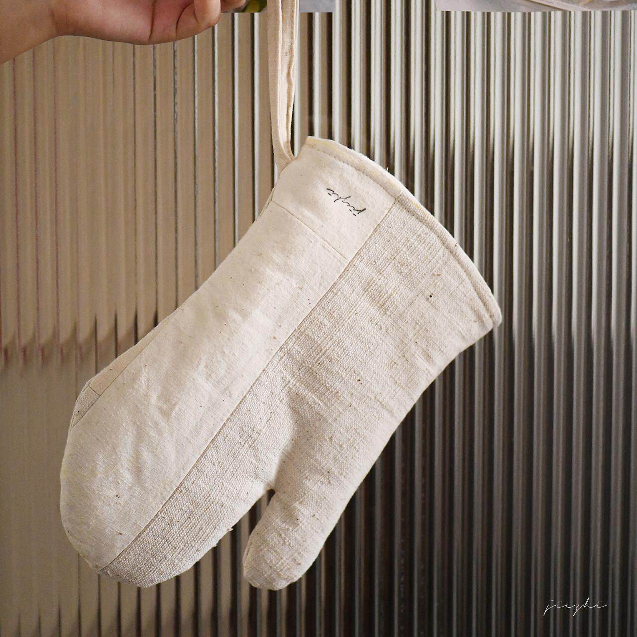 介直 五颜六色的白灰古布拼布隔热手套烤箱微波炉防烫手套 手工制