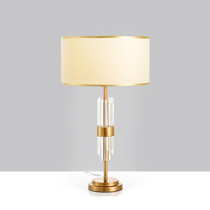 北欧轻奢玻璃台灯后现代水晶客厅简约卧室书房间布艺床头创意灯饰