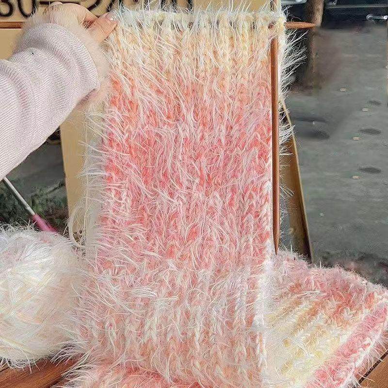 DIY马海毛批发围巾渐变毛线纱线