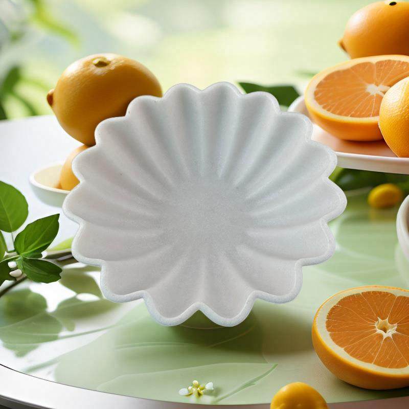 创意石英砂贝壳摆件茶几高级花型家用客厅水果盘果盘北欧轻奢