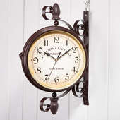 欧式 创意时钟挂表石英钟 双面挂钟客厅静音家用铁艺钟表个性