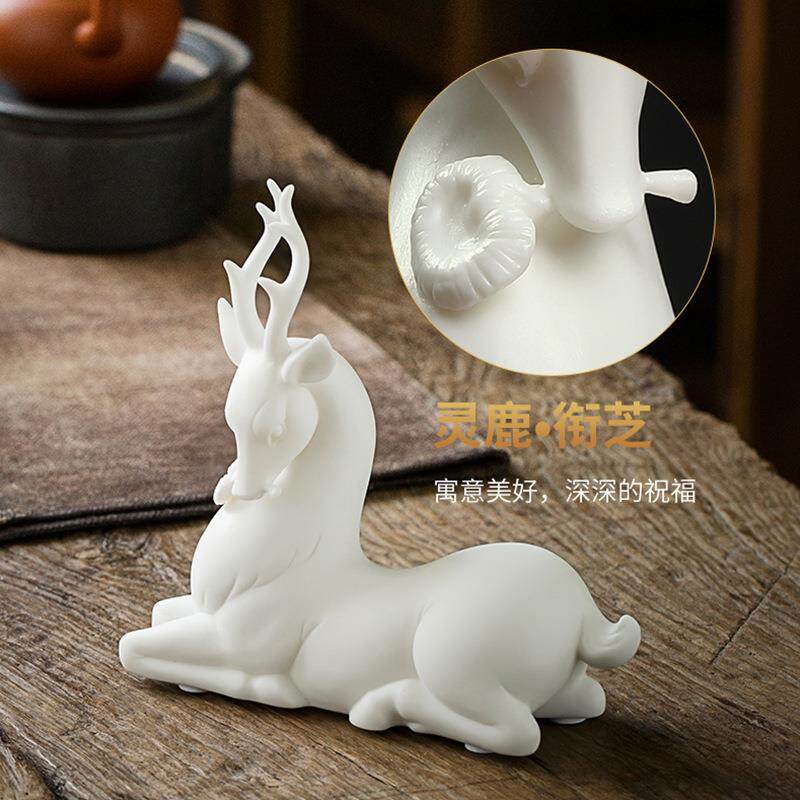 陶瓷动物小鹿摆件家居客厅茶几桌面装饰工艺品办公室博古架小摆设