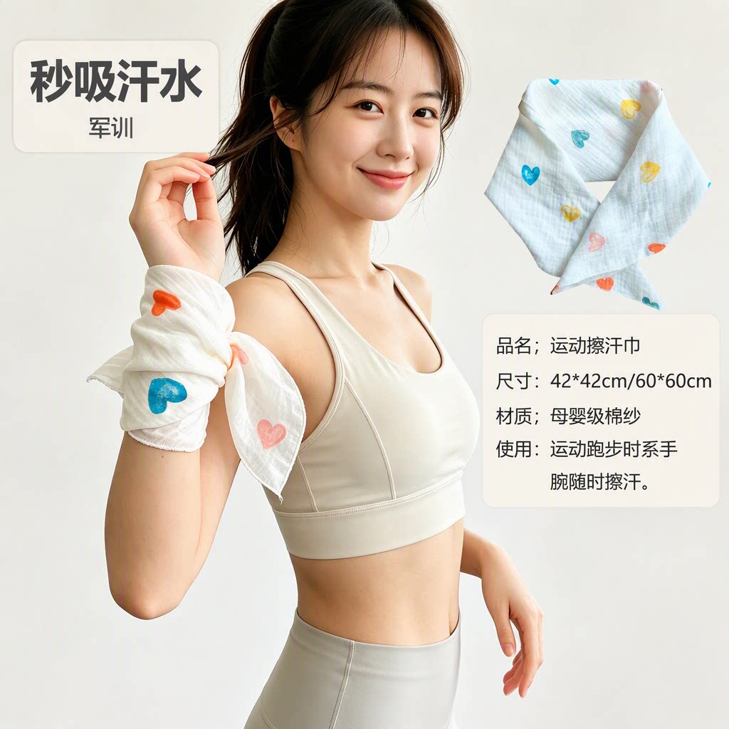 军训运动手腕擦汗巾纯棉儿童毛巾