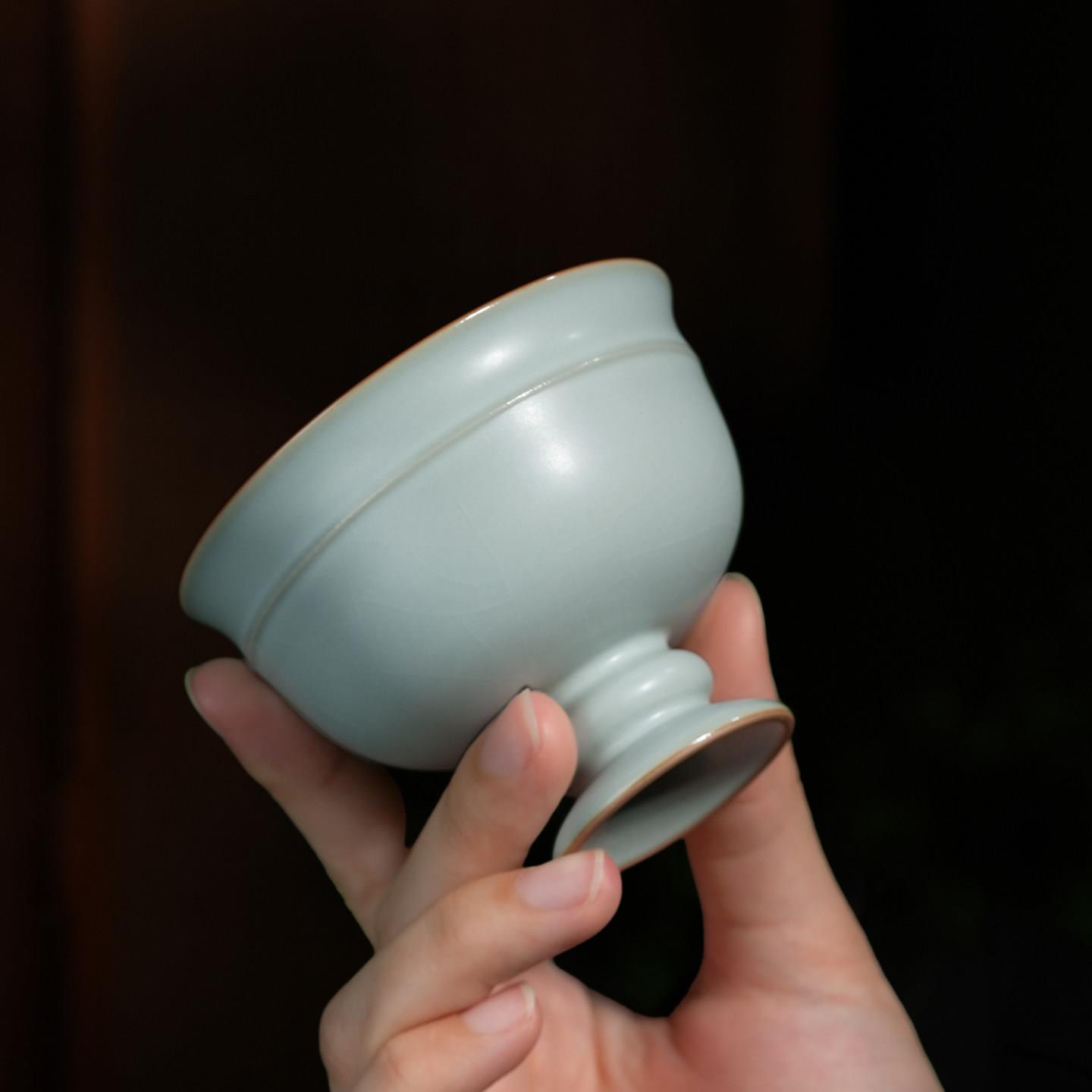 汝窑玄樽杯主人杯单杯复古精致专用茶杯陶瓷品茗杯汝瓷天青色茶盏