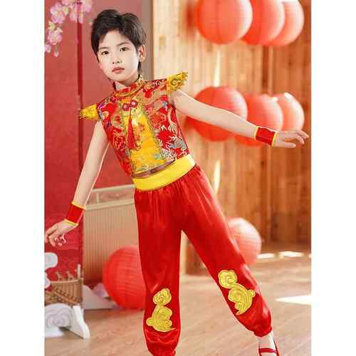 正品六一儿童演出中红梦娃喜庆打鼓国秧服园歌服幼儿男女太平鼓舞